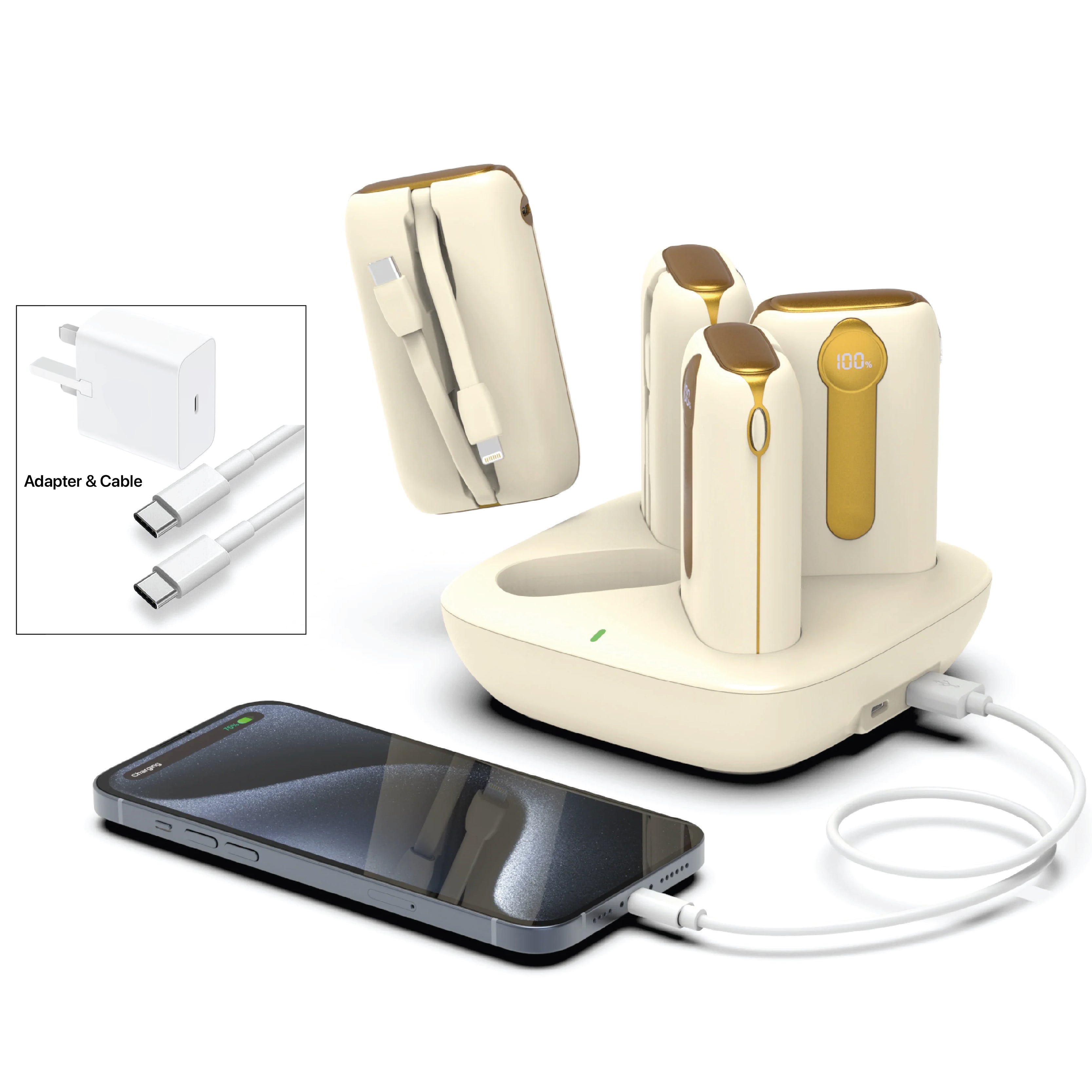 LZEL Quadra Energia X Station 10000mAh Charging Station Built In Cable Lightning And Type-C | Yellow LZEL Quadra Energia X Station 10000mAh Charging Station Built In Cable Lightning And Type-C | Yellow